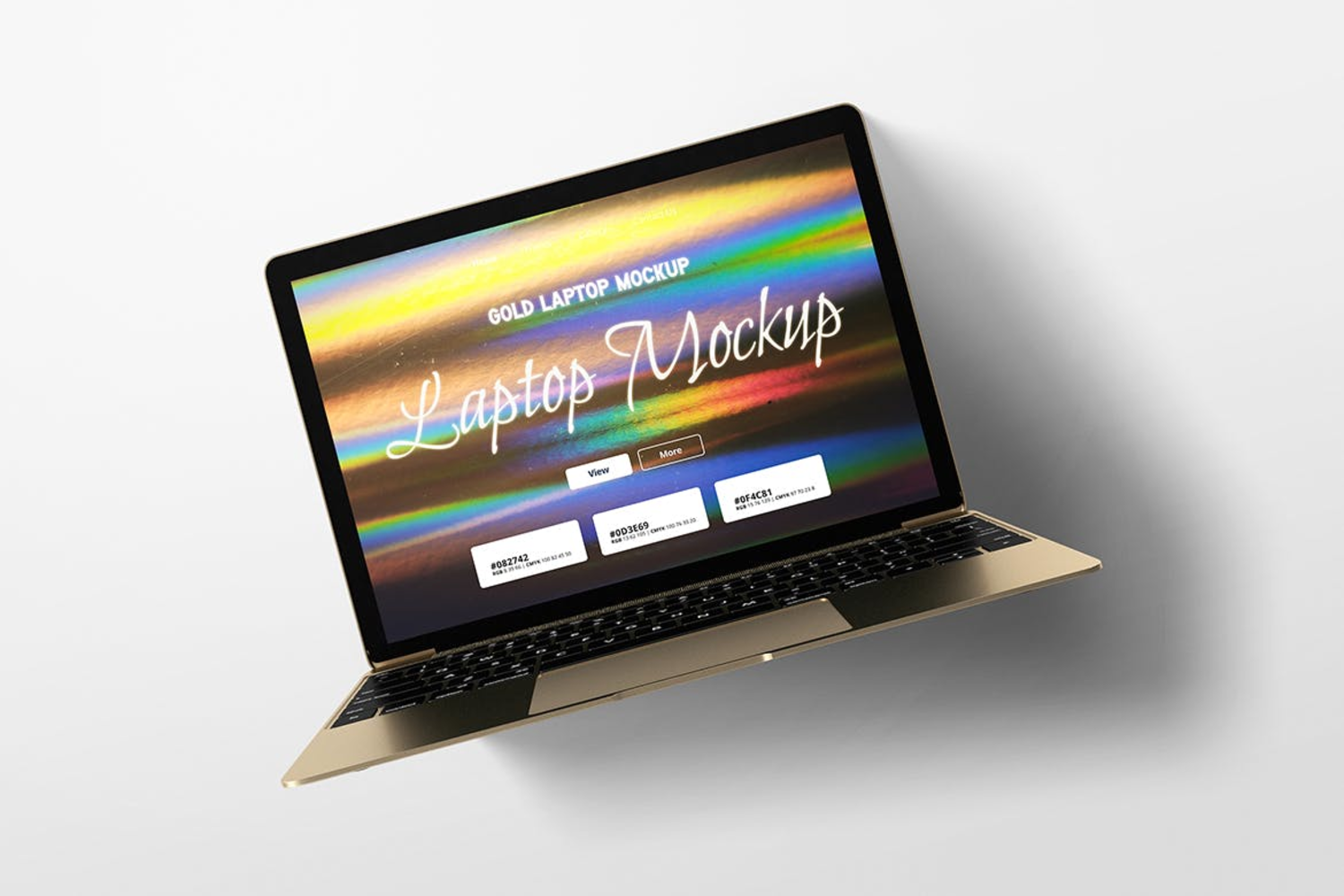 5687 金色笔记本电脑样机-Gold Laptop Mockup