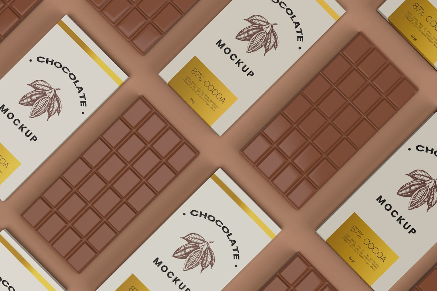 5749 逼真的巧克力食品包装设计样机
