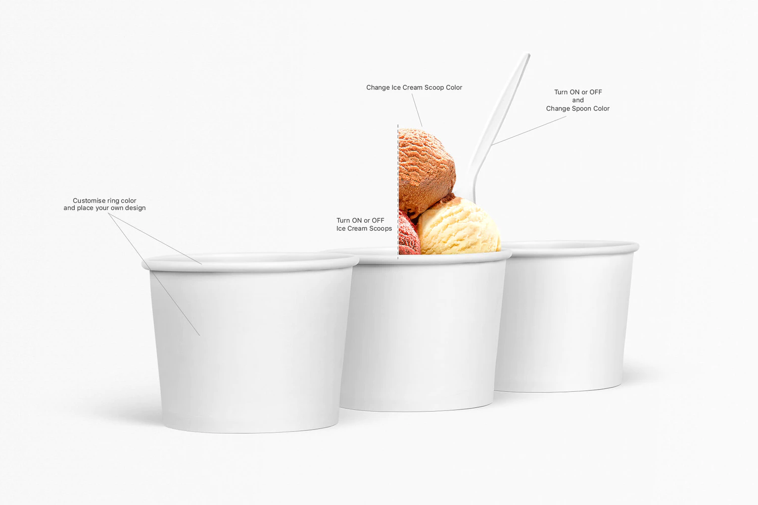 5785 6个夏日精美冰淇淋球包装手持碗设计样机PSD素材