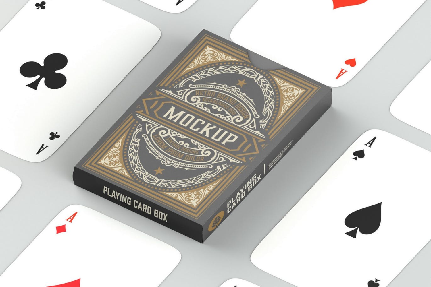 5791 高品质的桥牌扑克包装设计VI样机展示模型