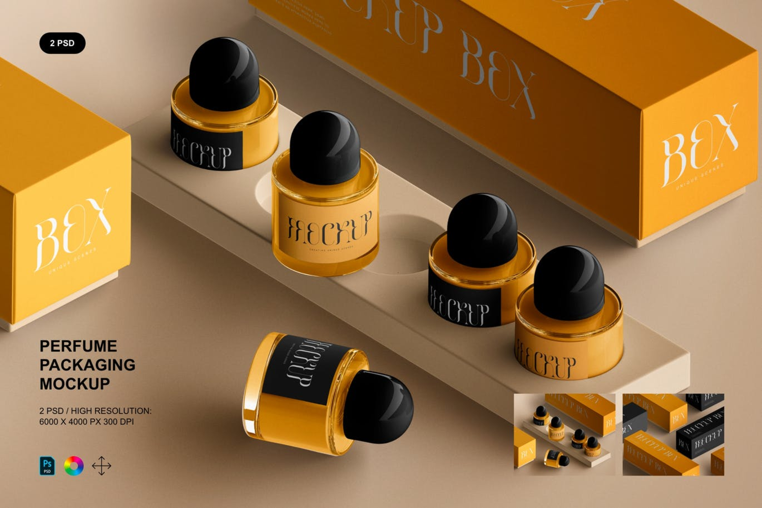 5794 时尚高端专业的高品质香水包装设计VI样机展示模型