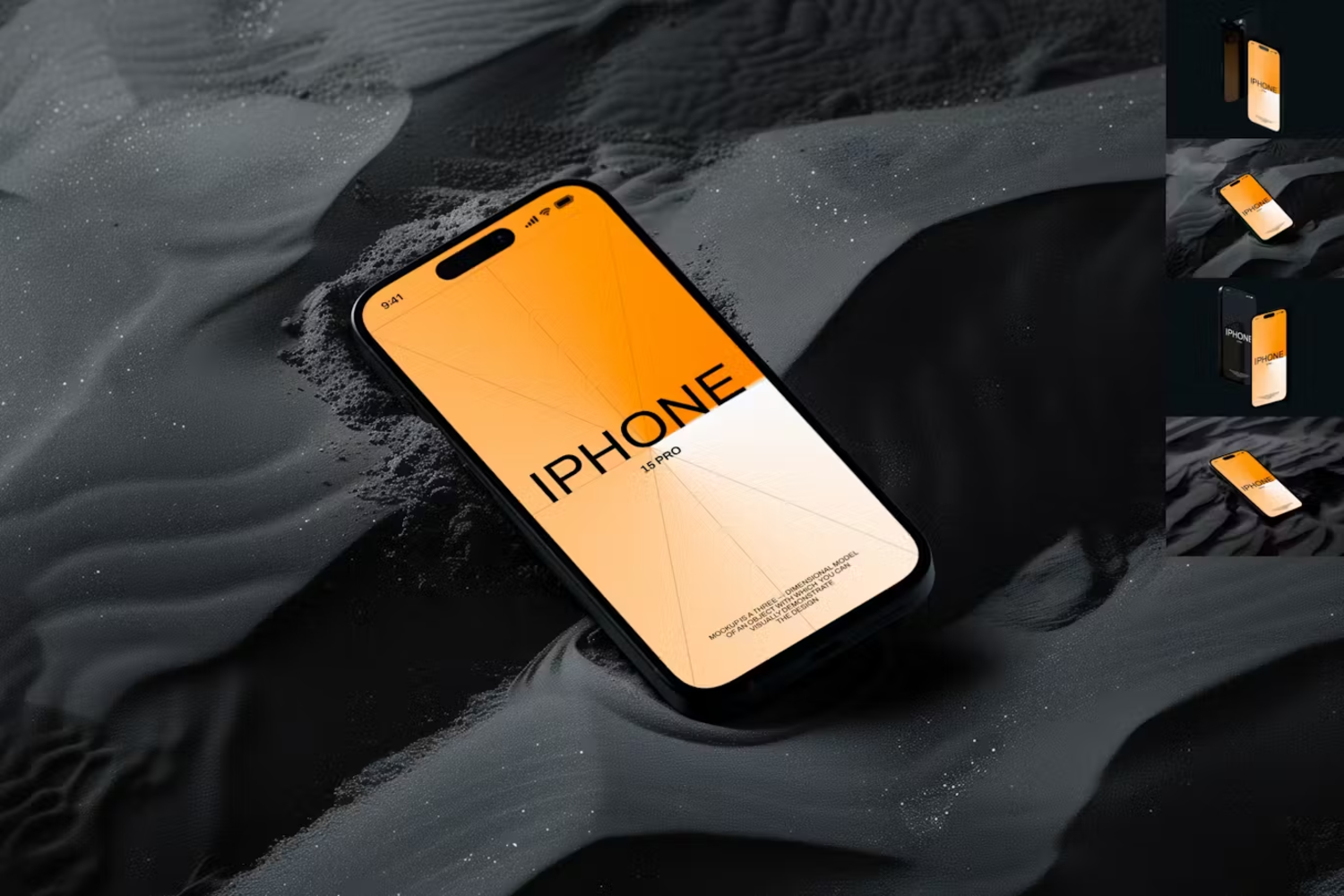 5814 Black iPhone 15 Pro手机模型设计展示 PSD 样机素材模板