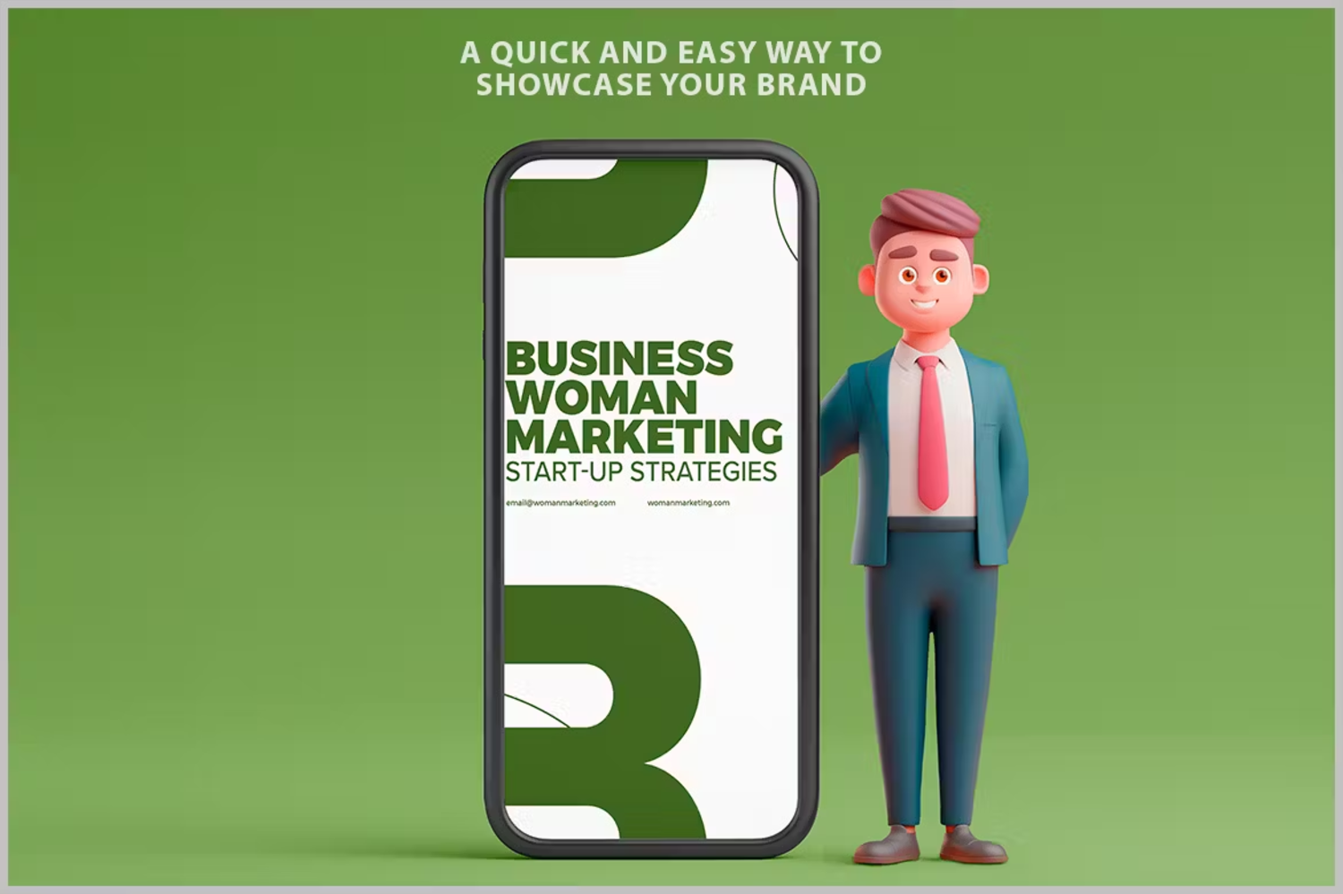 5815 商务人物手机模型样机-Character Business Man with Phone Mockup