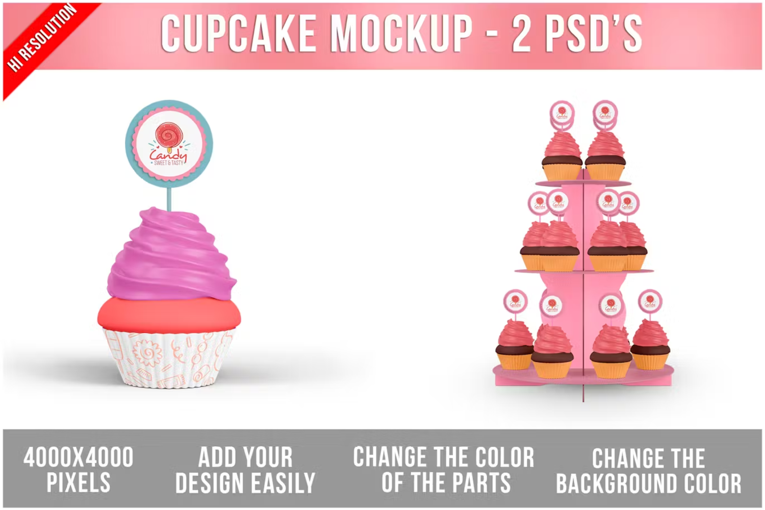 5820 定制纸杯蛋糕模板样机-Cupcake Mockup