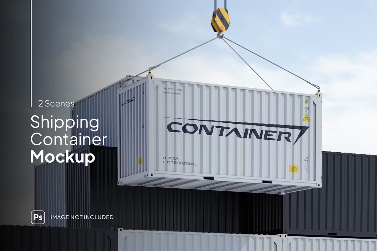 5833 逼真货运集装箱模型样机-Shipping Container Mockup