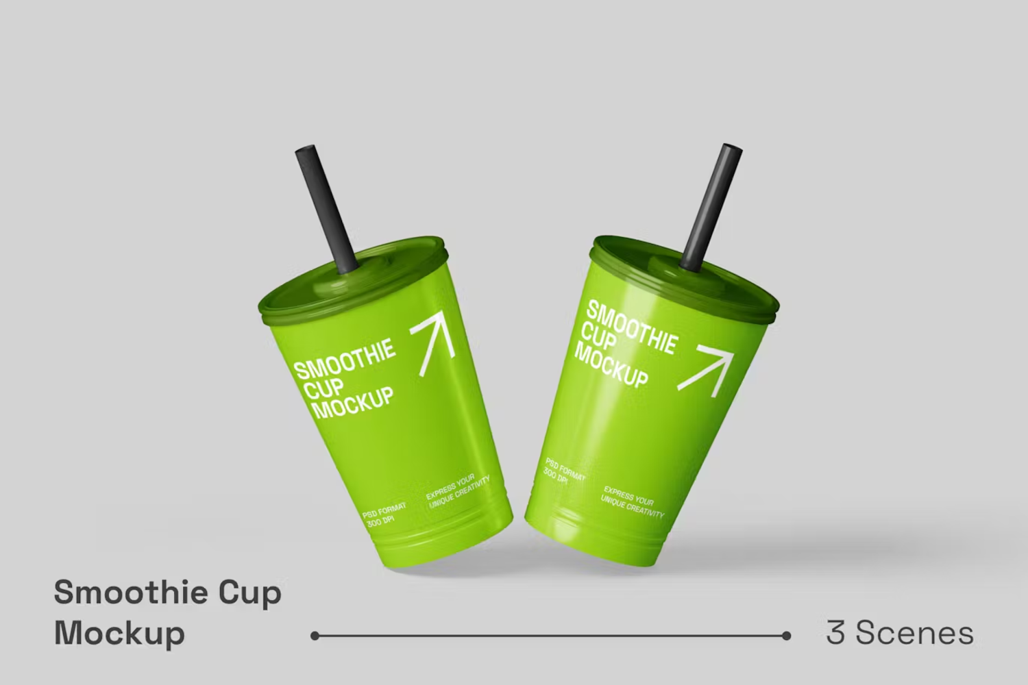 5843 智能PSD模拟杯子设计展示样机-Smoothie Cup Mockup