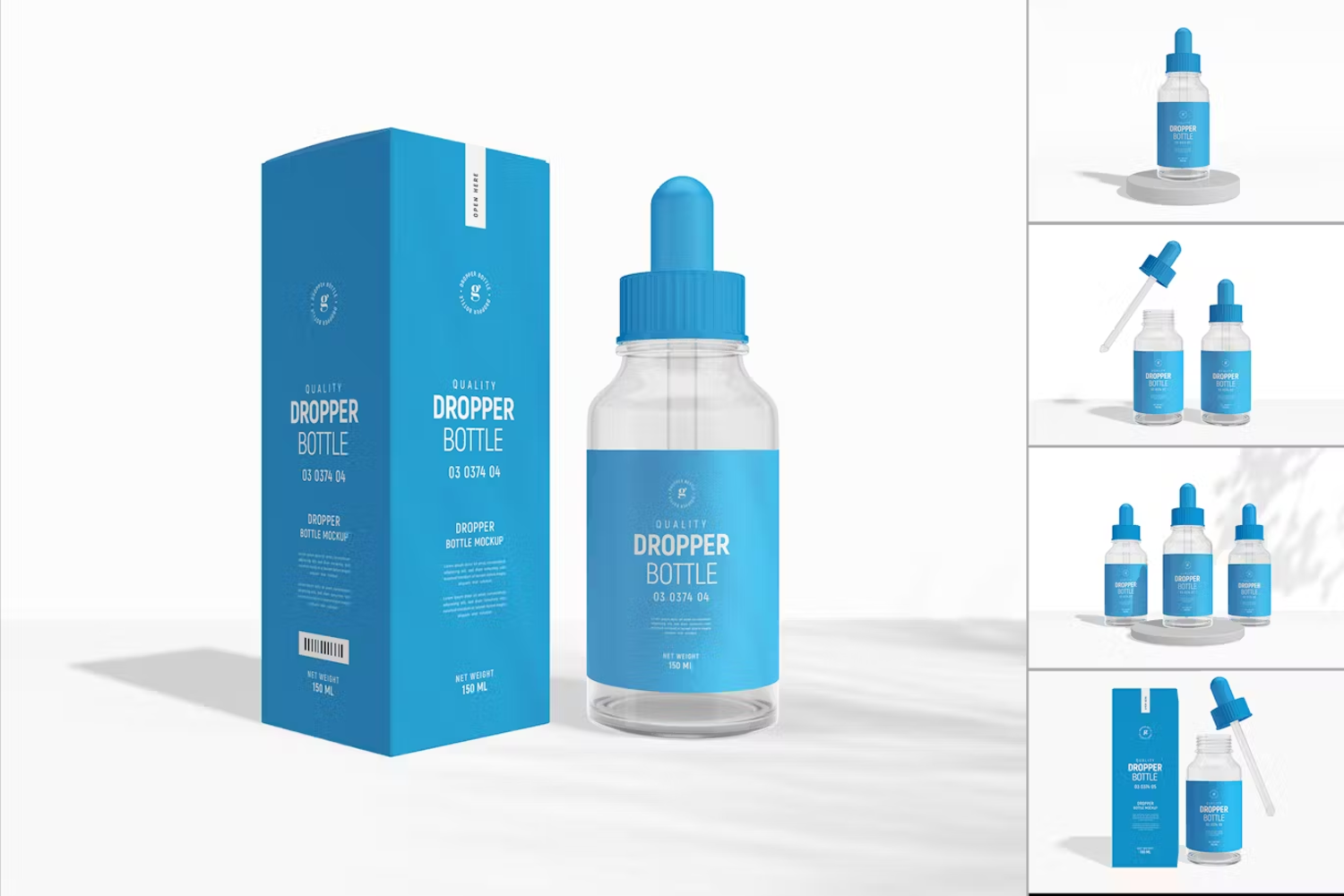 5868 高清透明玻璃滴管瓶包装模型样机-Transparent Glass Dropper Bottle Packaging Mockups