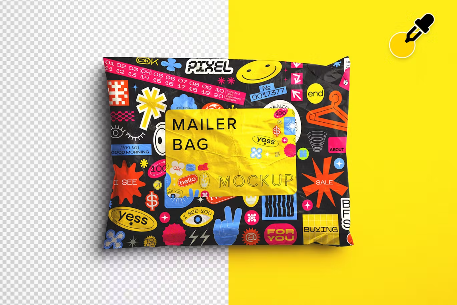 5879 定制邮袋模型样机-Mailer Bag Mockup with Sticker