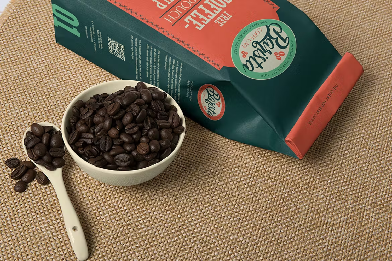 5893 创意纸质咖啡袋模型样机-Coffee Pouch Mockups