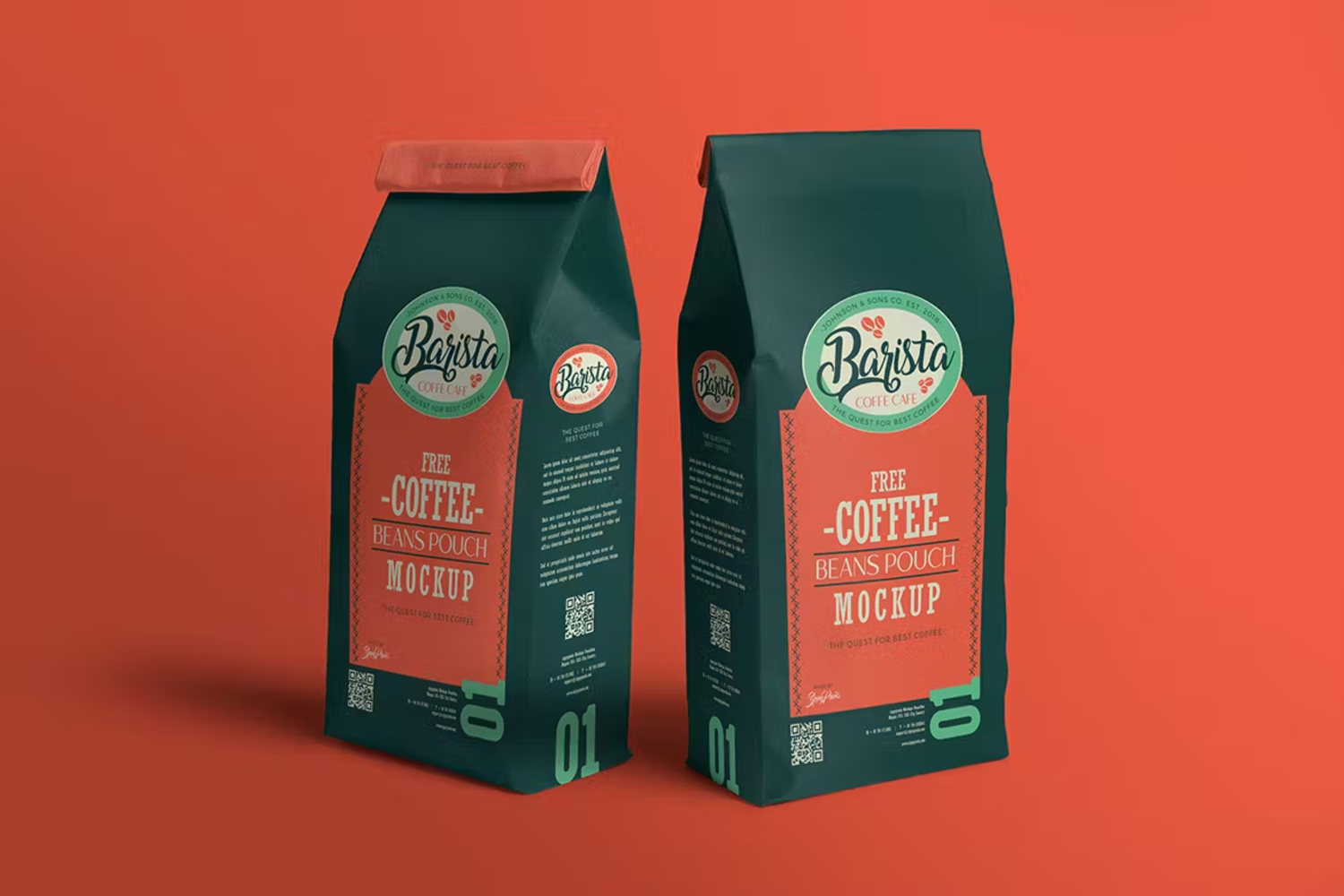 5893 创意纸质咖啡袋模型样机-Coffee Pouch Mockups