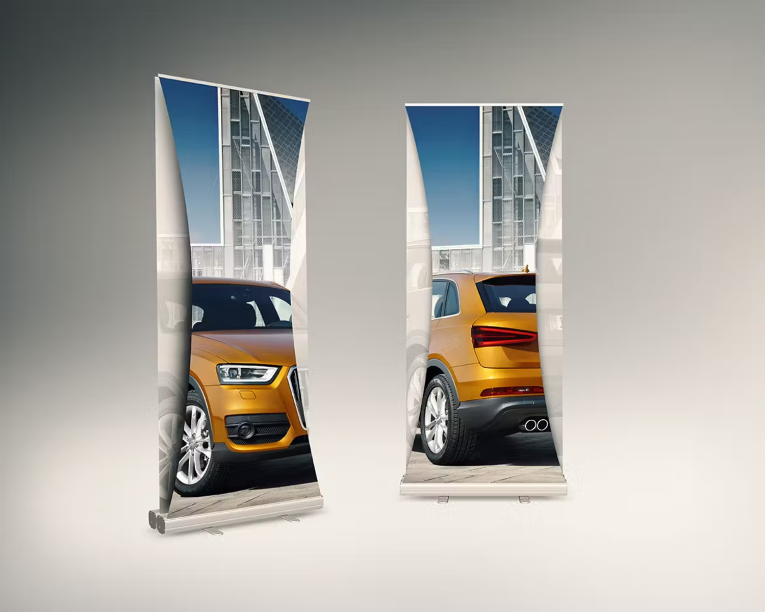 5895 双层易拉宝展示架样机-Dual Roll-up Banner Mock-up