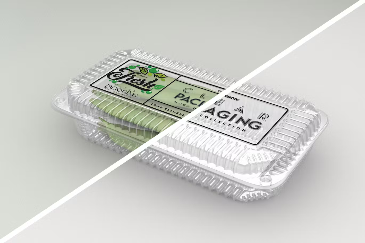 5898 精致设计透明包装盒模型PSD样机-Clear Clamshell Containers Fresh Packaging Mockups