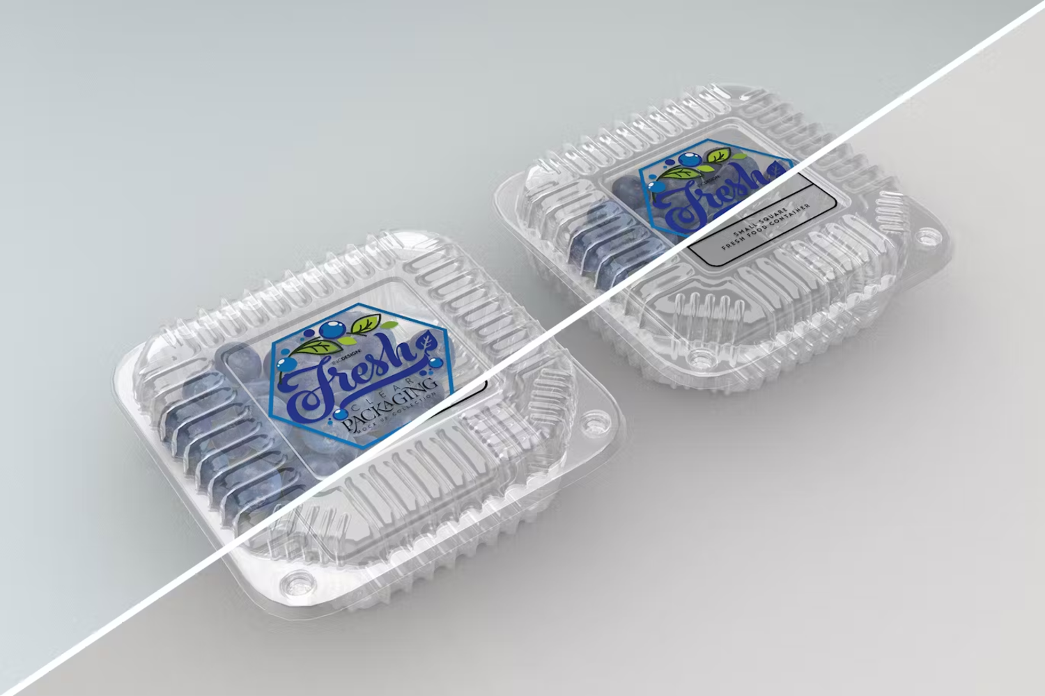 5898 精致设计透明包装盒模型PSD样机-Clear Clamshell Containers Fresh Packaging Mockups