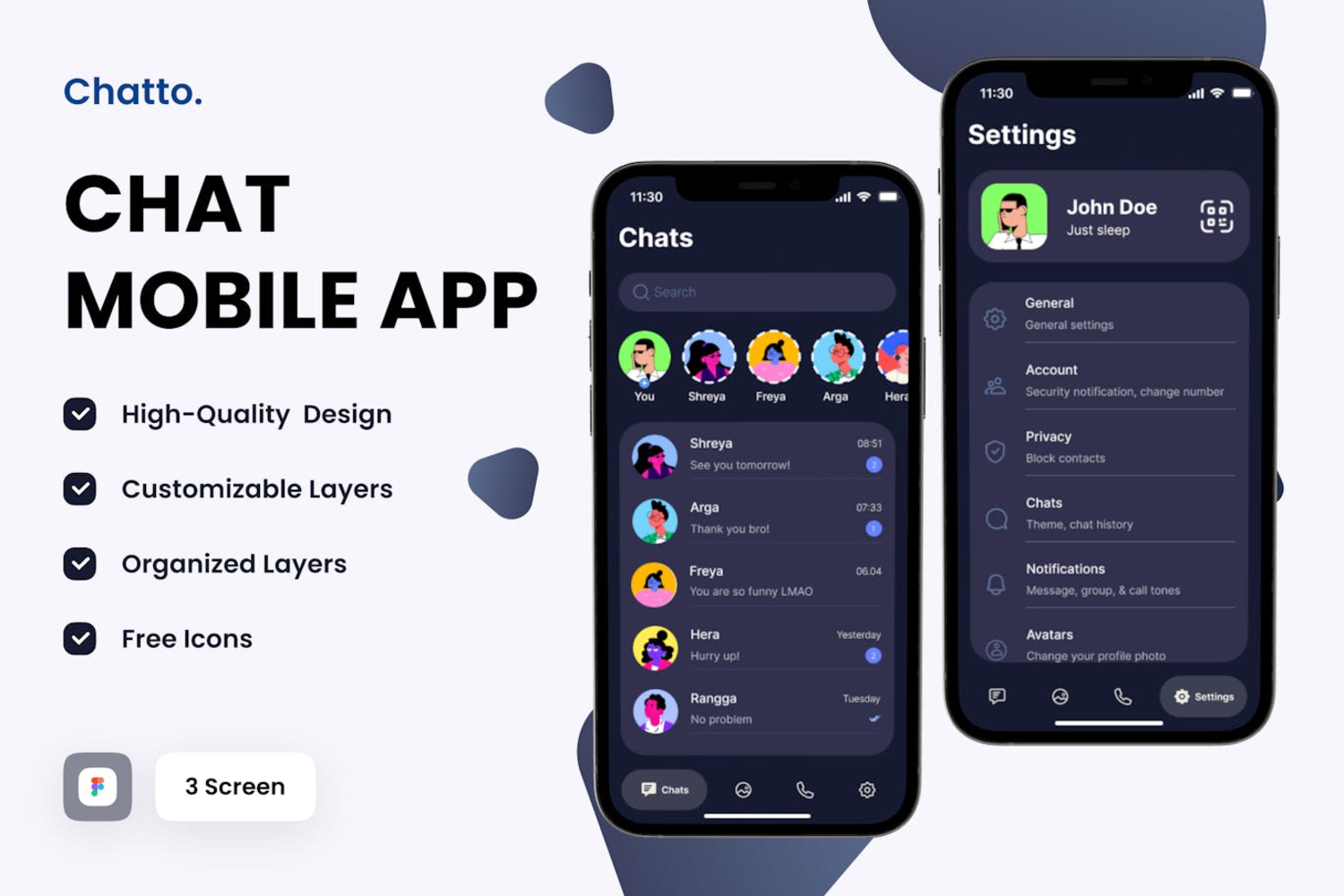 5911 手机聊天移动应用 App UI Kit-Chat Mobile App