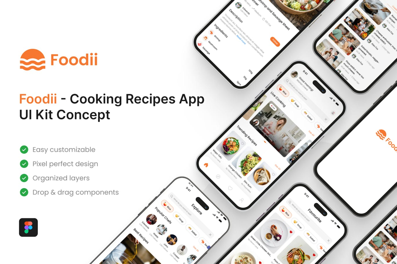 5912 烹饪食谱手机应用 App UI Kit