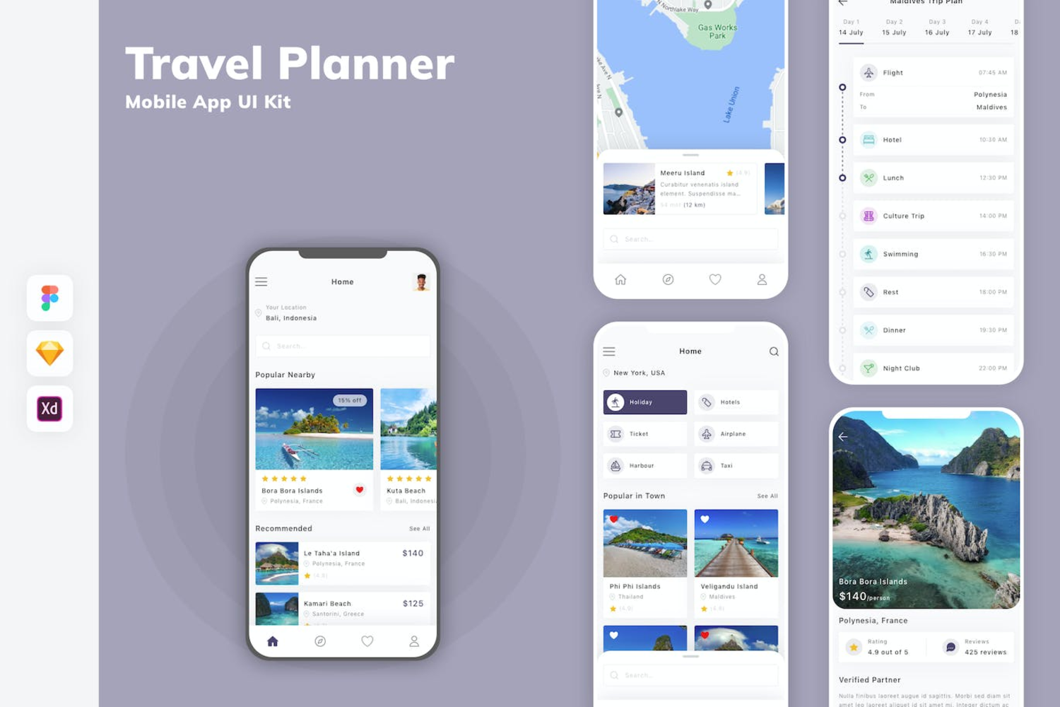 5923 旅行规划手机移动应用 App UI Kit