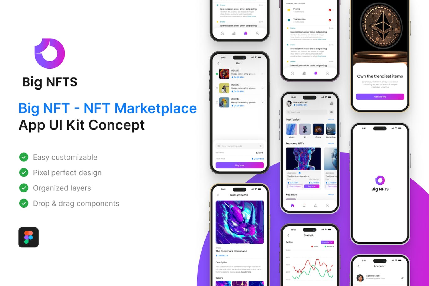 5934 NFT 手机市场商店应用 App UI Kit