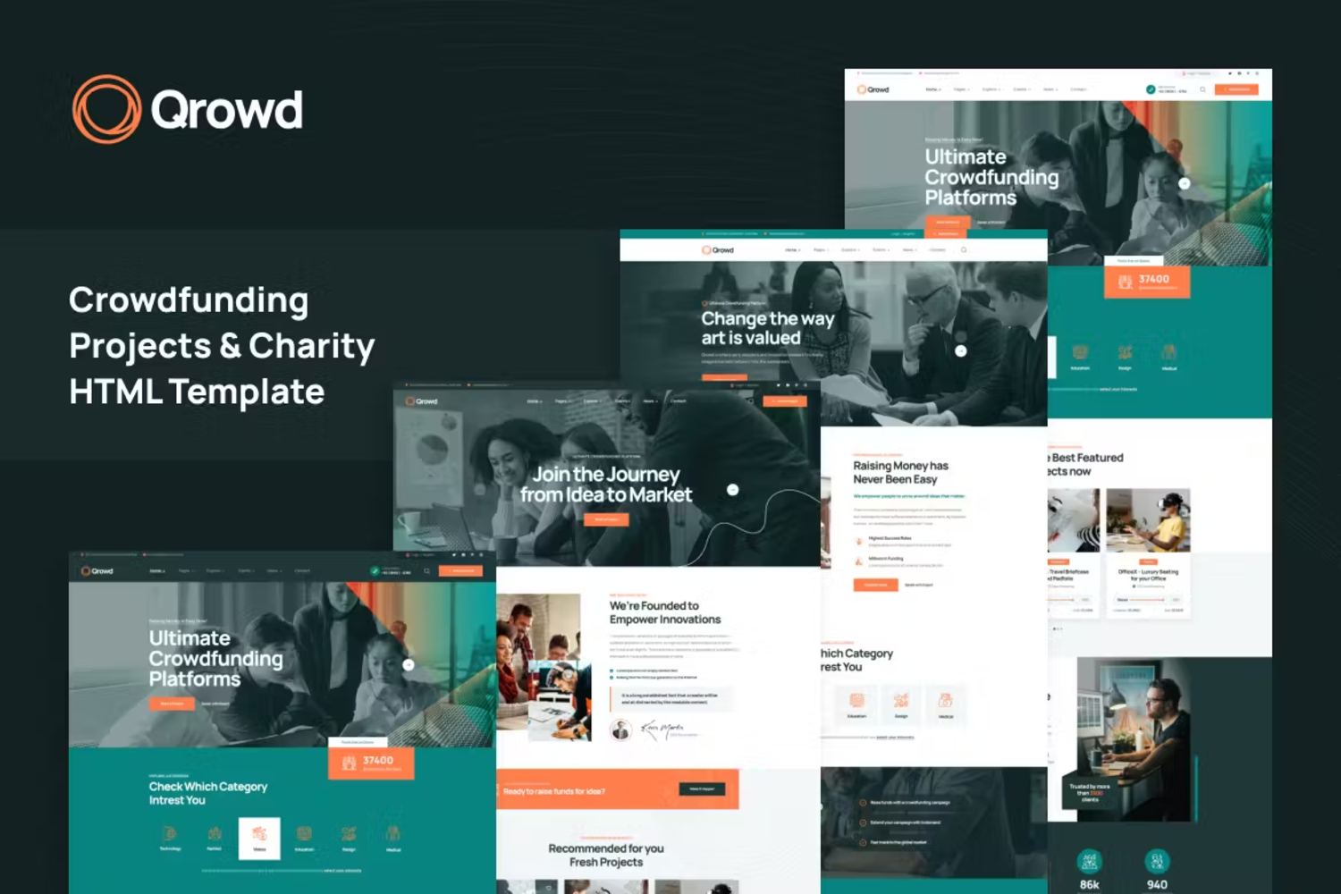 5946 众筹慈善HTML电脑模板-Qrowd – Crowdfunding Projects & Charity HTML Templ