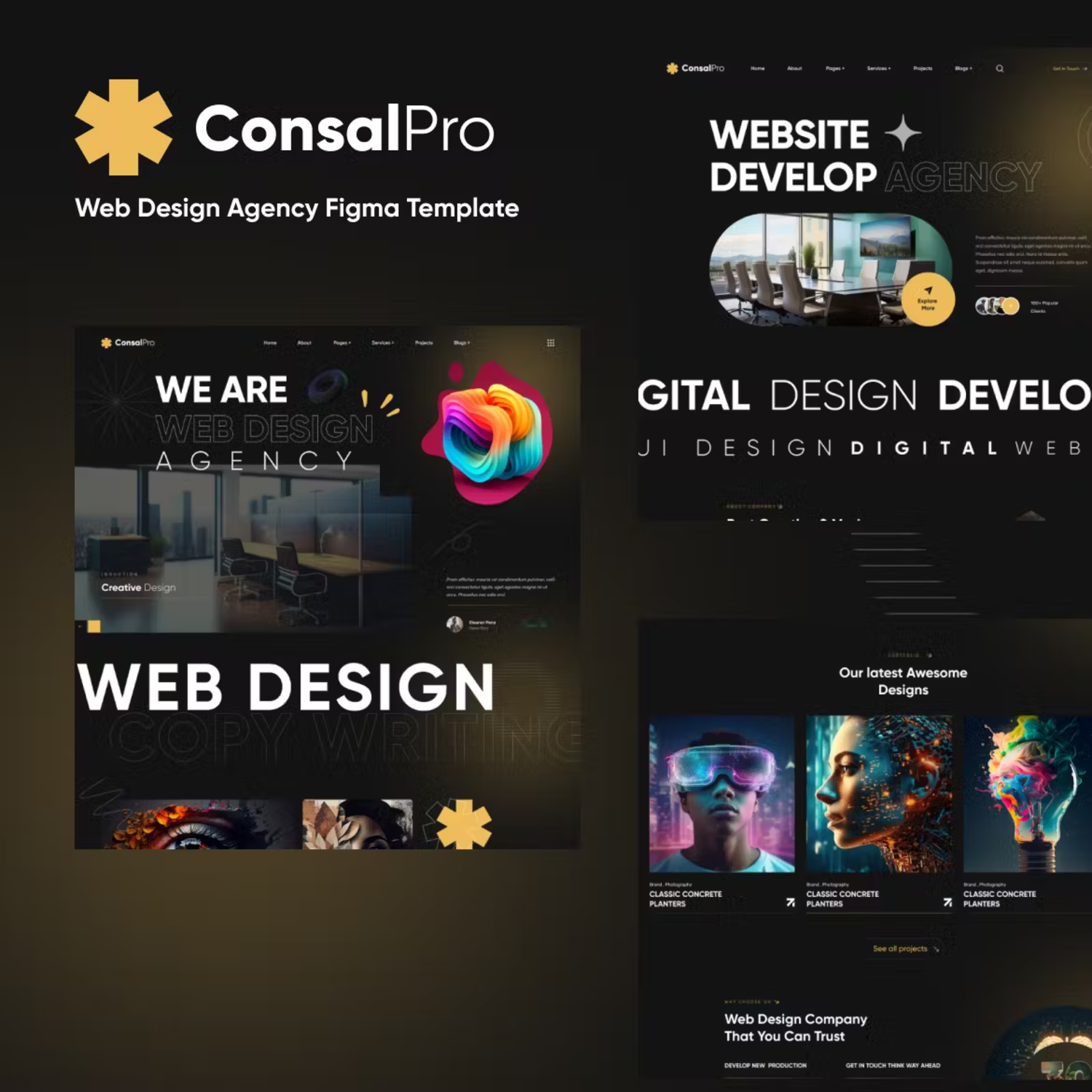 5947 ConsalPro电脑网页设计Figma模板-Web Design Agency Figma Template
