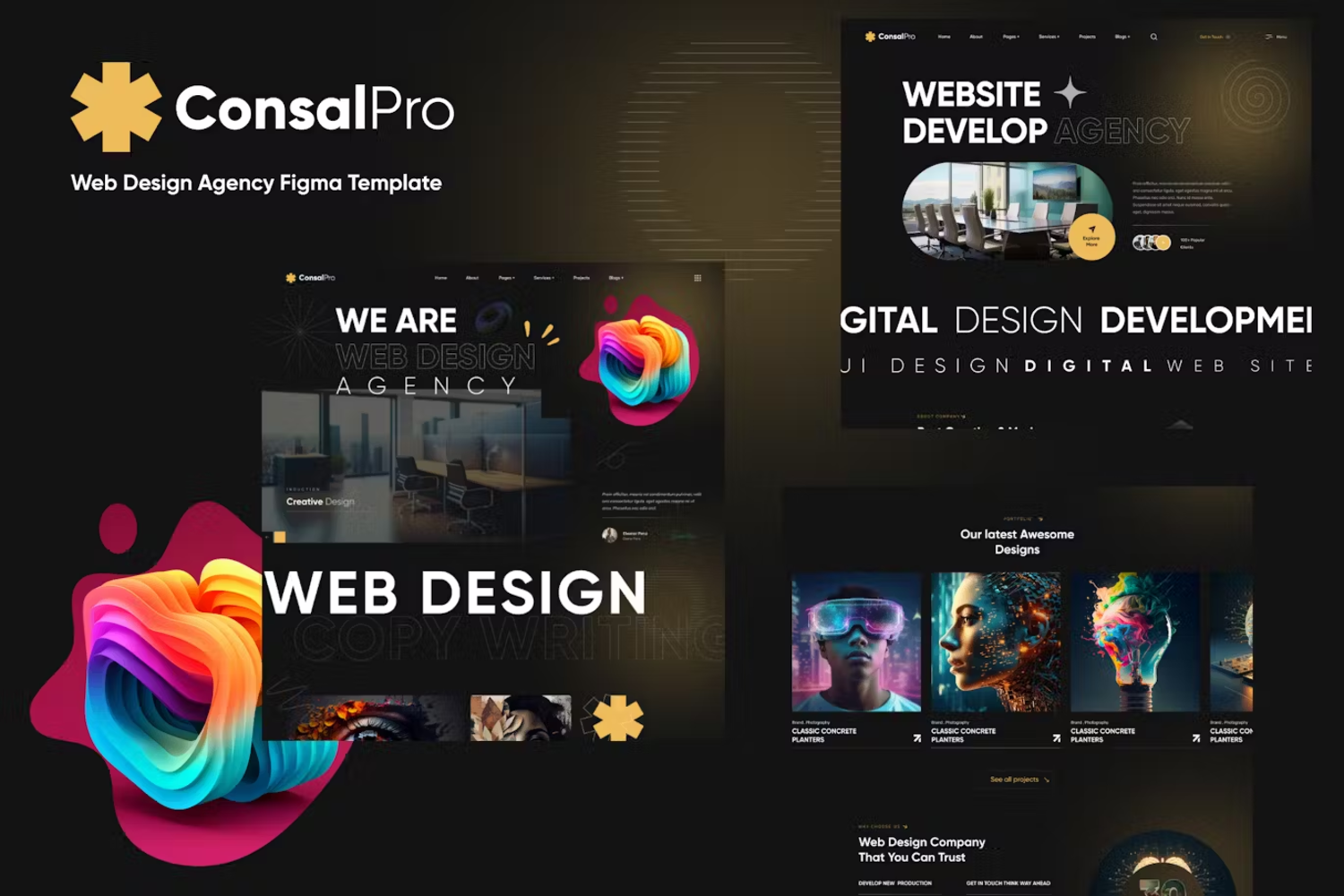 5947 ConsalPro电脑网页设计Figma模板-Web Design Agency Figma Template
