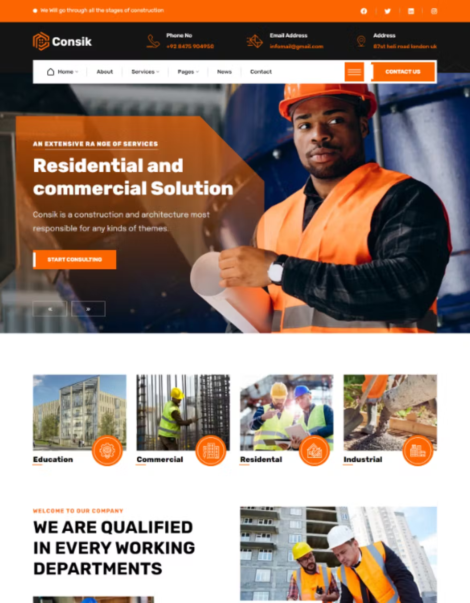 5948 专业灵活施工翻新HTML主题电脑模板-Consik – Construction & Architecture HTML Template