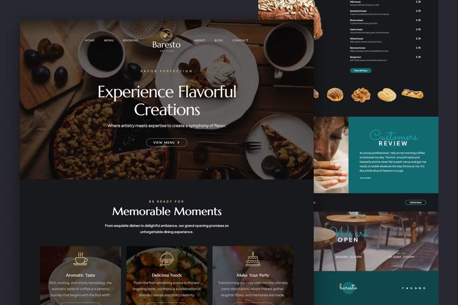 5952 专业咖啡馆酒吧餐厅电脑网站模板-Baresto – Cafe Bar and Restaurant Website Template