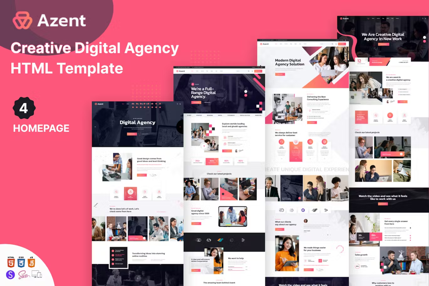 5953 创意数字化电脑网页设计模板-Azent – Creative Digital Agency HTML Template