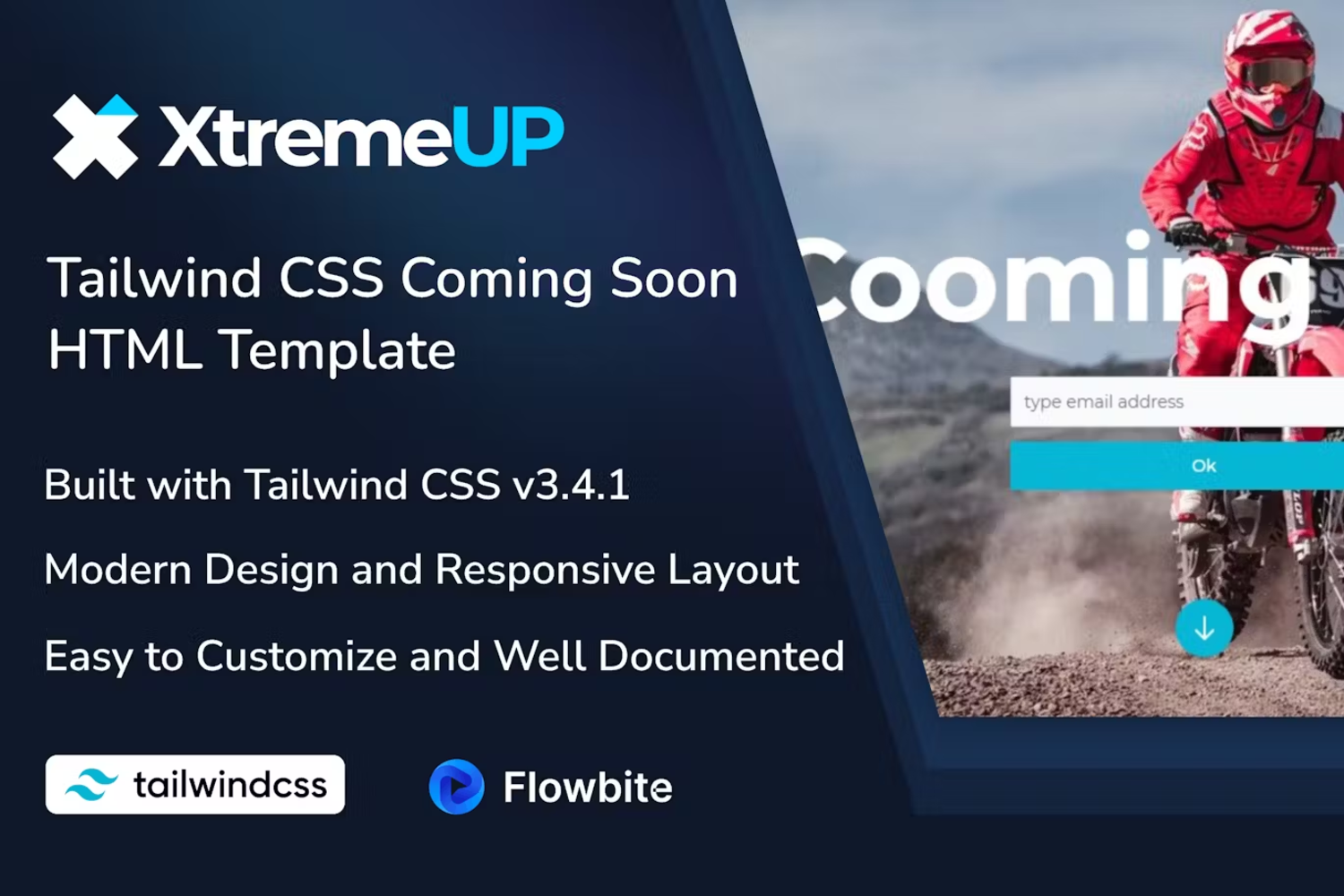 5956 极具创新性的XtremeUP Tailwind CSS Coming Soon HTML电脑模板