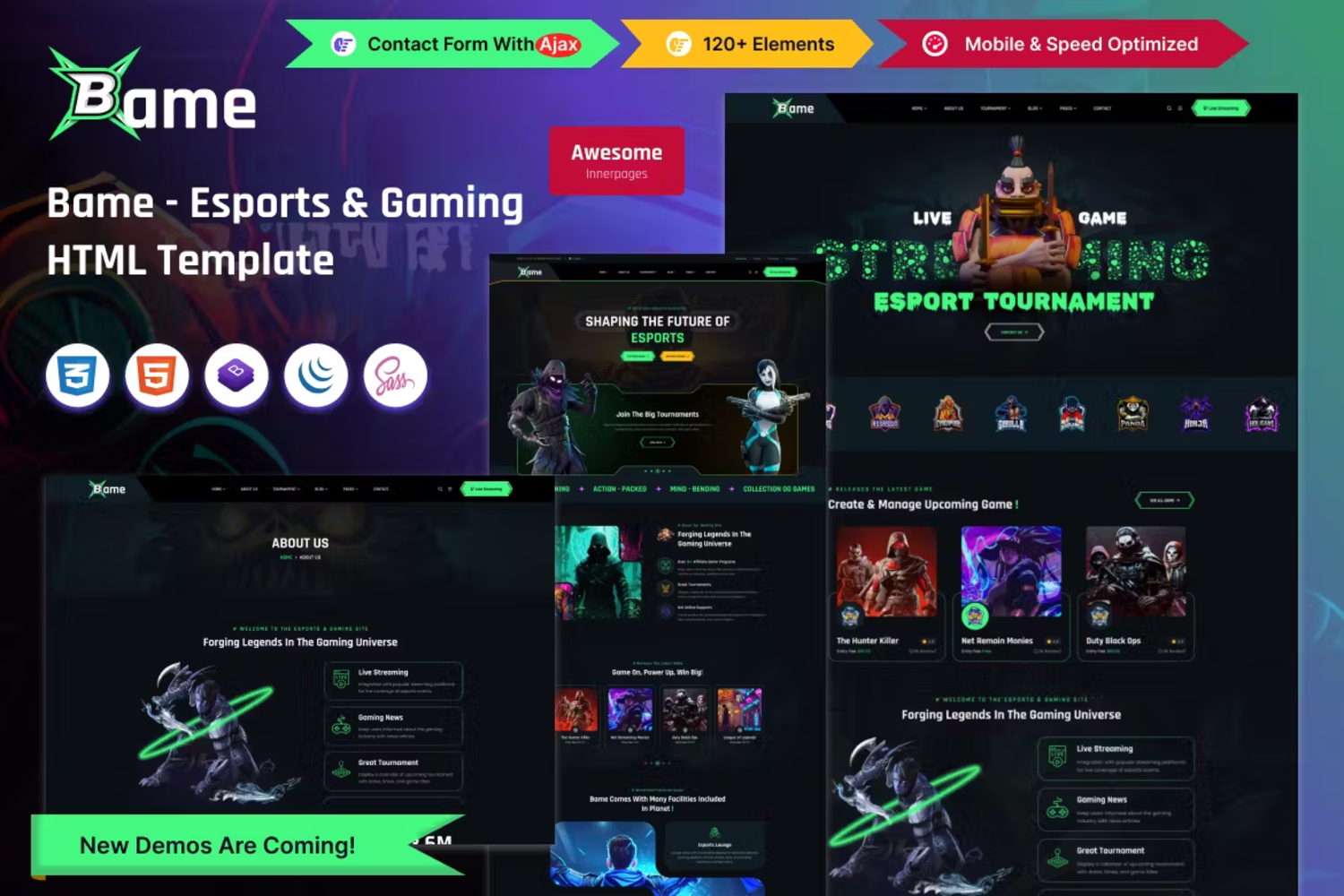 5960 电竞游戏网站的HTML电脑模板-Bame – Esports & Gaming HTML Template