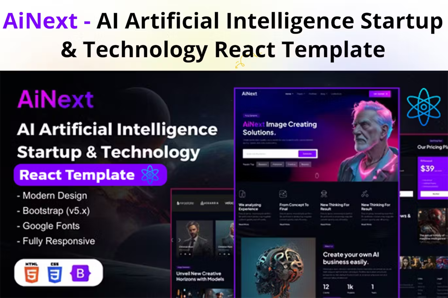 5963 AI人工智能Startup&Technology React电脑模板-AiNext – AI Artificial Intelligence React Template