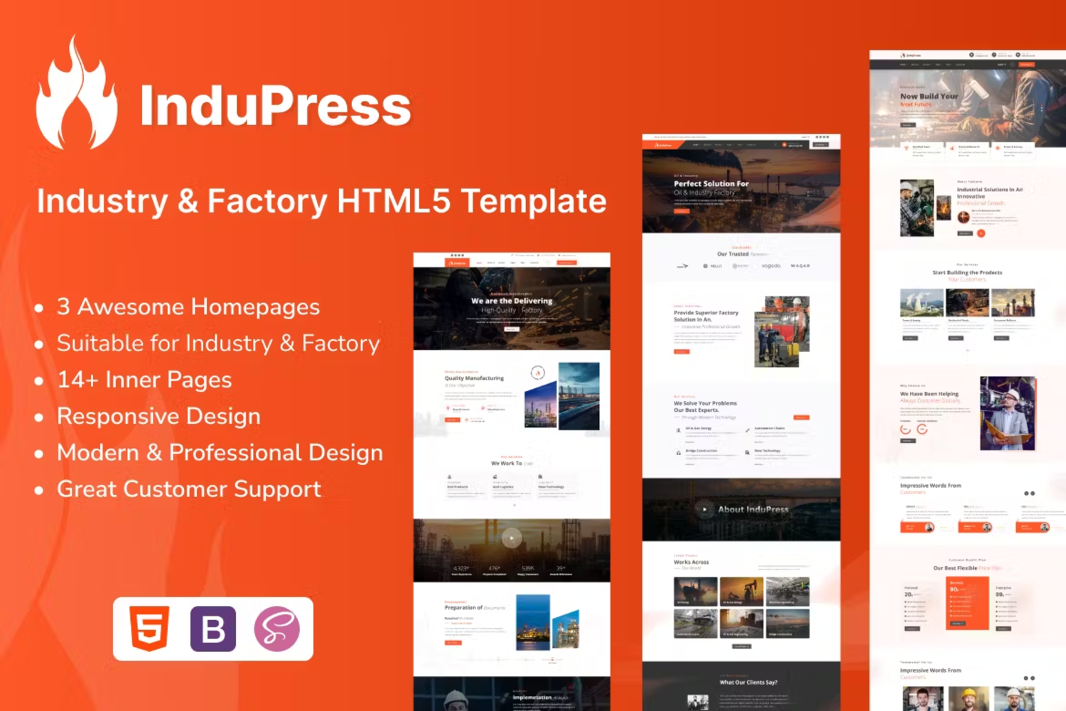 5965 现代化工业厂房电脑网页制作模板-InduPress – Industry & Factory HTML Template