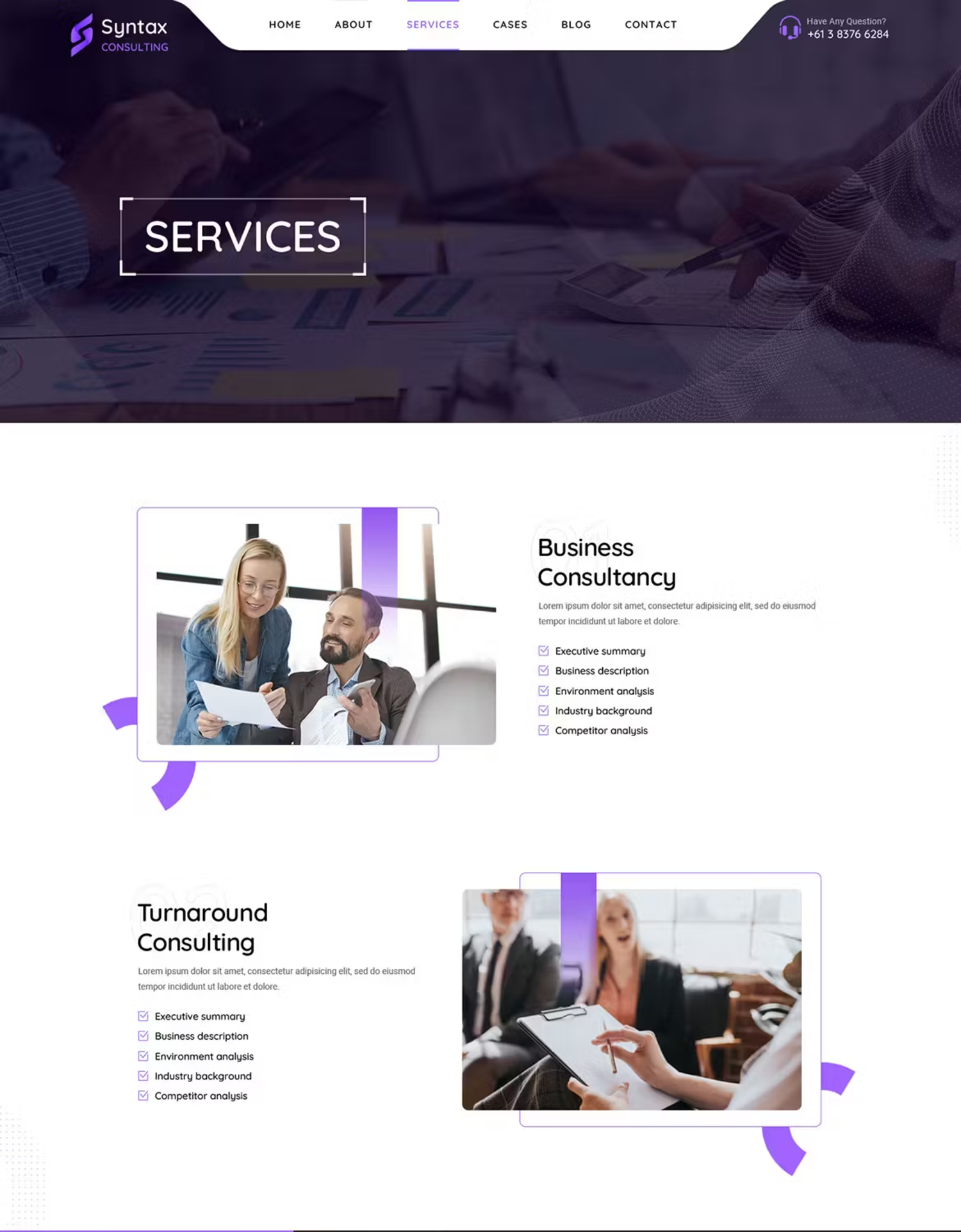 5967 综合性商务顾问咨询电脑网页模板-Syntax  Consulting Services HTML Template