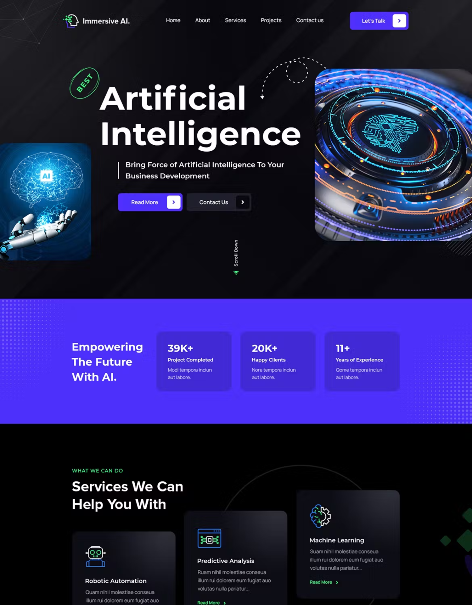 5968 沉浸式人工智能  Robotics HTML5电脑网站模板-Immersive AI  Robotics HTML Template