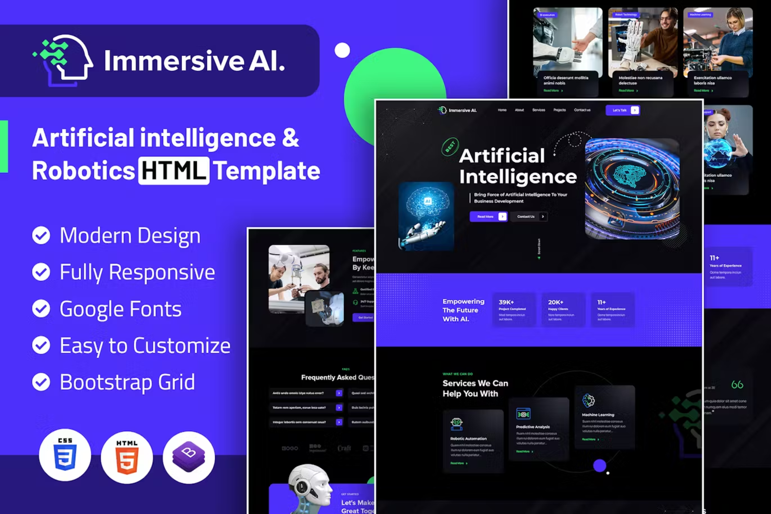 5968 沉浸式人工智能  Robotics HTML5电脑网站模板-Immersive AI  Robotics HTML Template