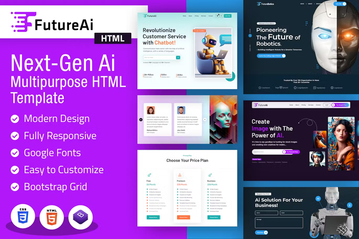 5971 未来人工智能与机器人技术结合的定制HTML电脑模板-Future AI  Robotics Multipurpose HTML Template