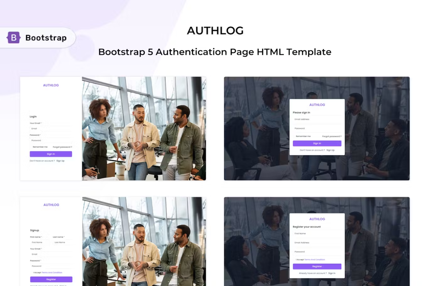 5973 Authlog身份认证电脑模板-Authlog – Bootstrap 5 Authentication Template