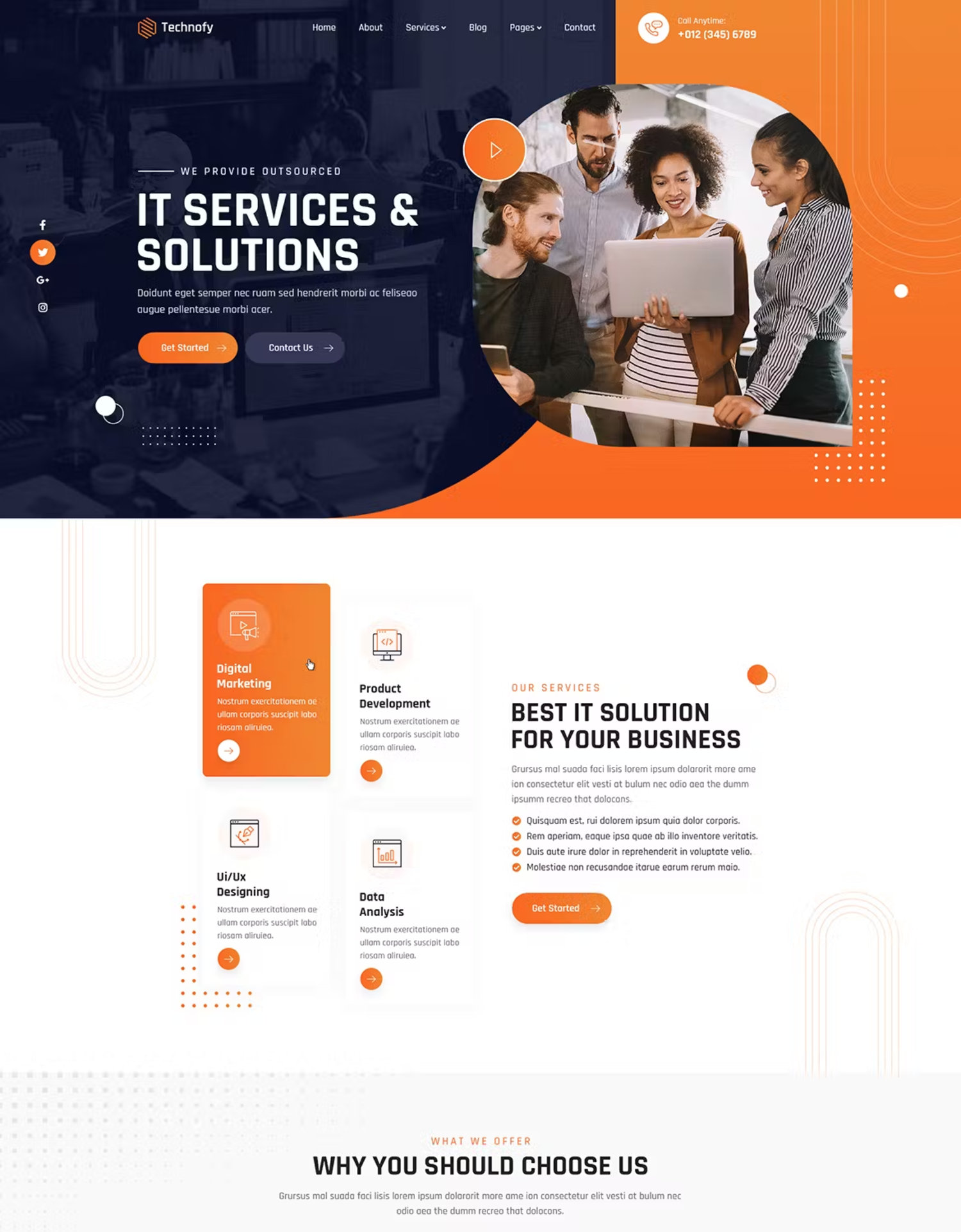 5975 高级定制IT服务与解决方案电脑网站模板-Technofy  IT Services & Solutions HTML Template