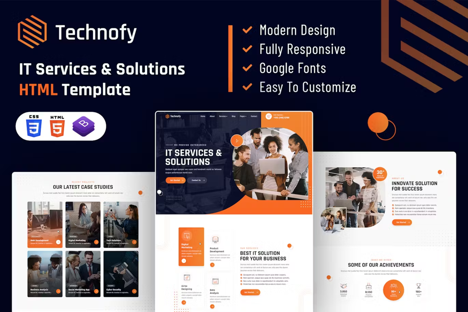 5975 高级定制IT服务与解决方案电脑网站模板-Technofy  IT Services & Solutions HTML Template