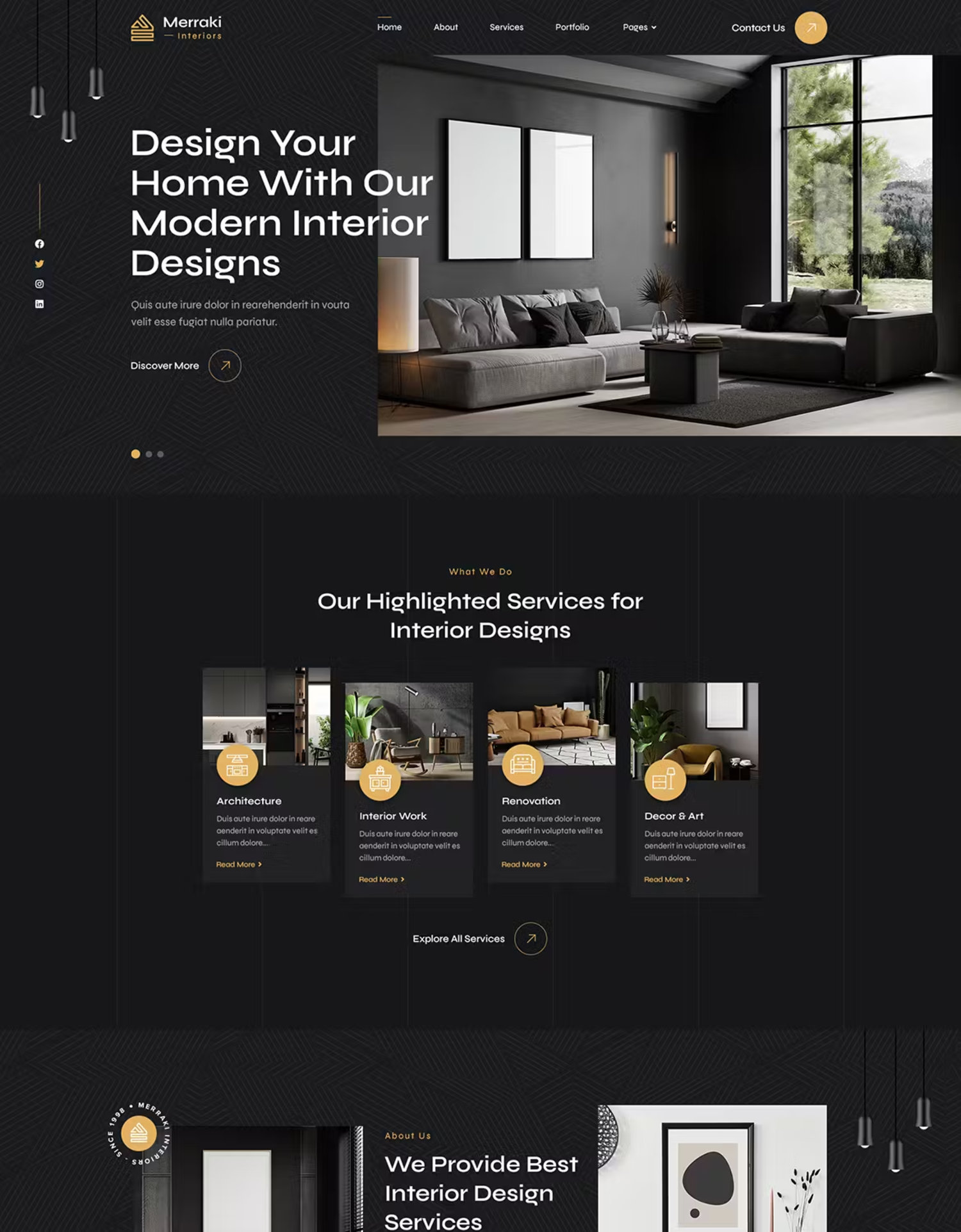 5976 Merraki  现代极简室内装饰与建筑HTML5电脑网页模板-Merraki  Interiors & Architecture HTML Template