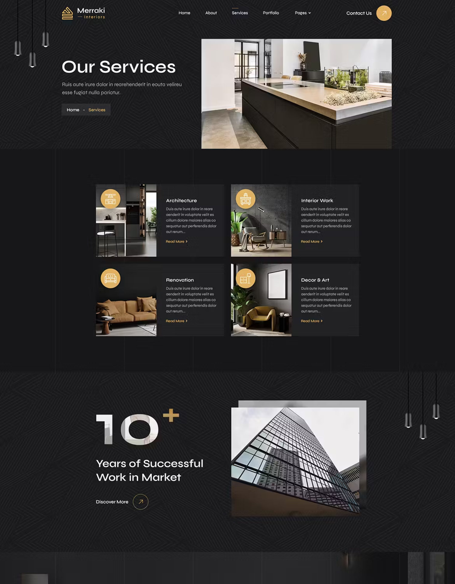 5976 Merraki  现代极简室内装饰与建筑HTML5电脑网页模板-Merraki  Interiors & Architecture HTML Template