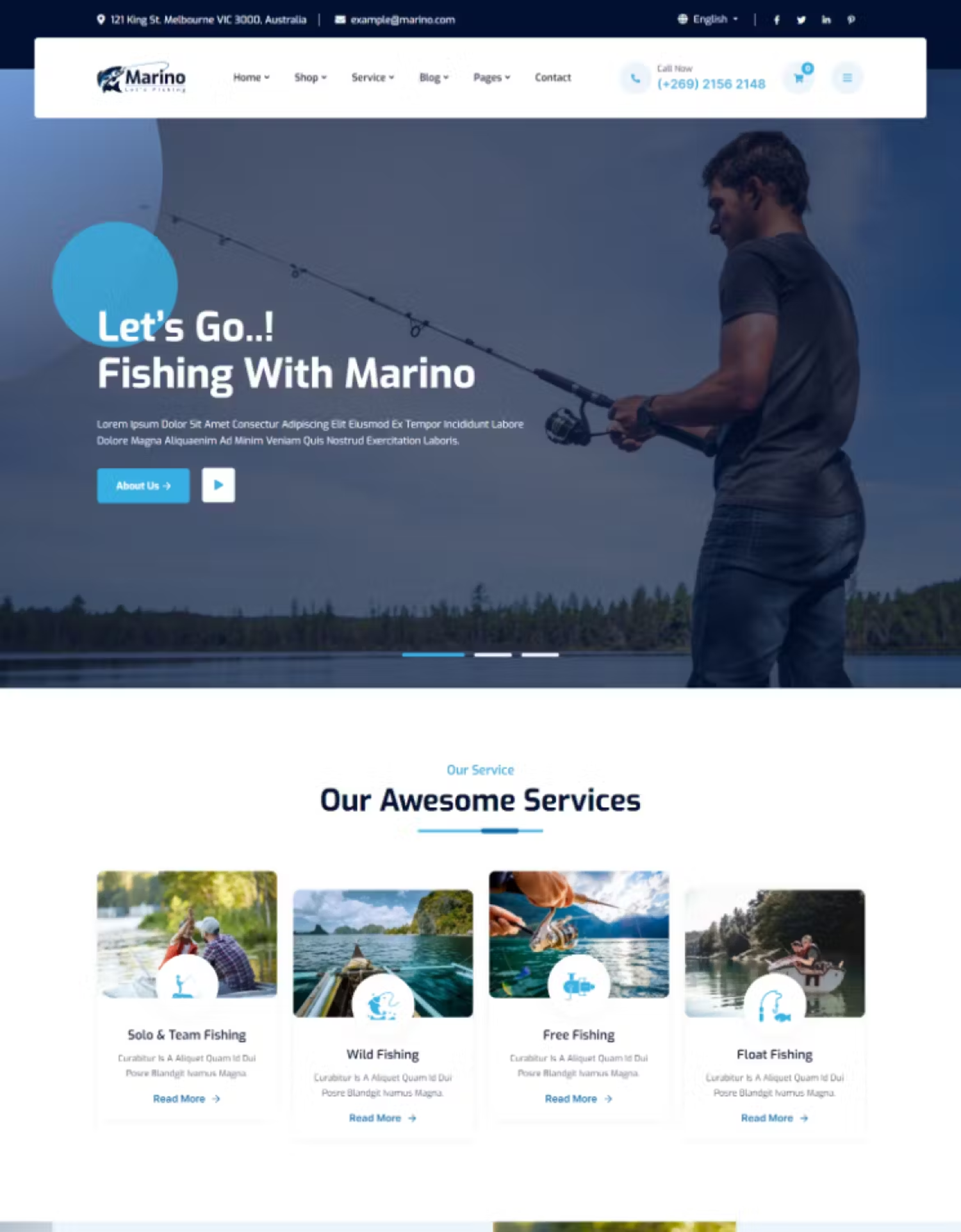 5977 渔业俱乐部、海洋俱乐部和户外活动社区的Marino HTML电脑模板-Marino – Fishing & Sea Hobby HTML Template