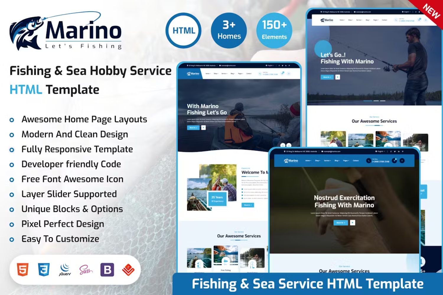 5977 渔业俱乐部、海洋俱乐部和户外活动社区的Marino HTML电脑模板-Marino – Fishing & Sea Hobby HTML Template