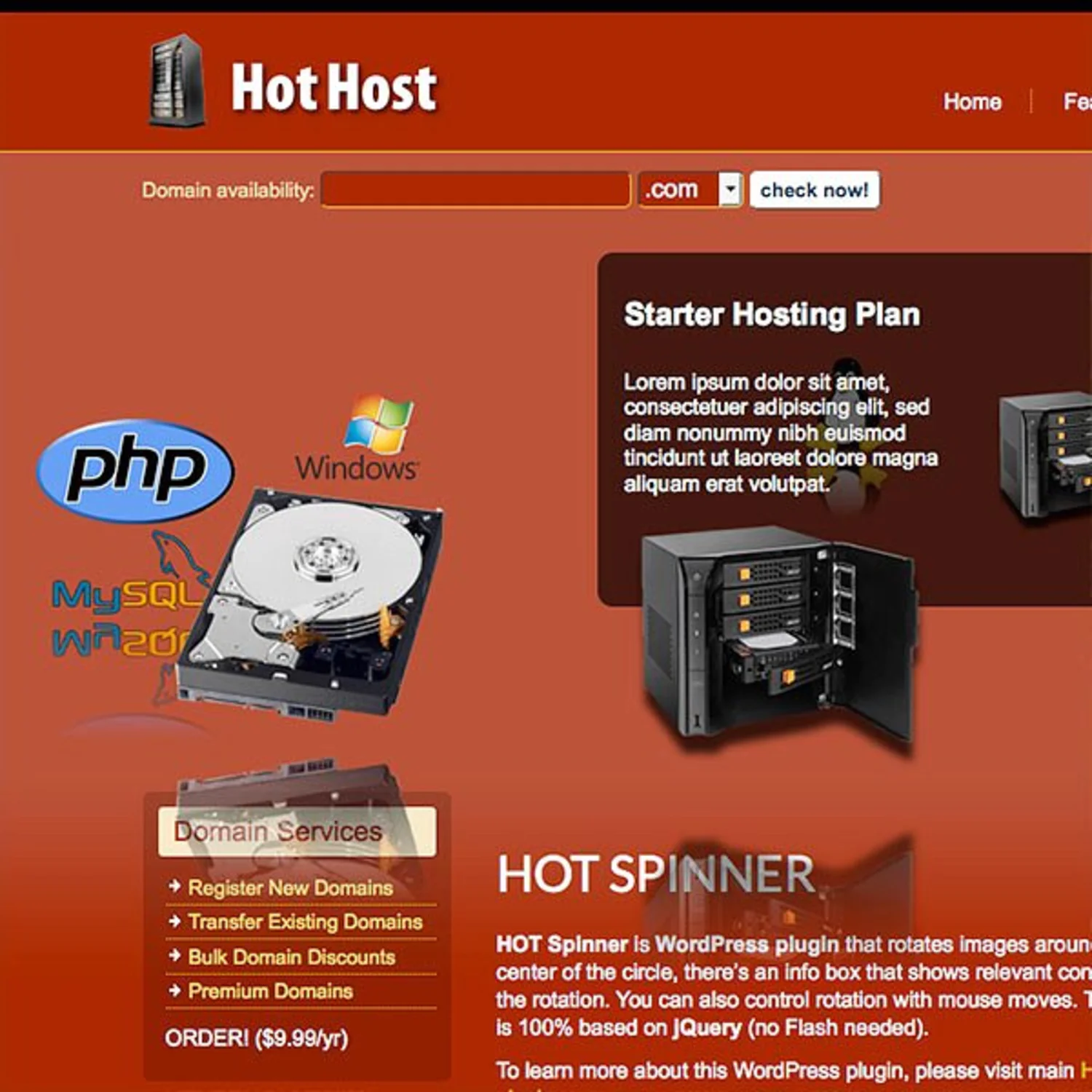 5999电脑服务器销售WordPress主题模版 Hot Host
