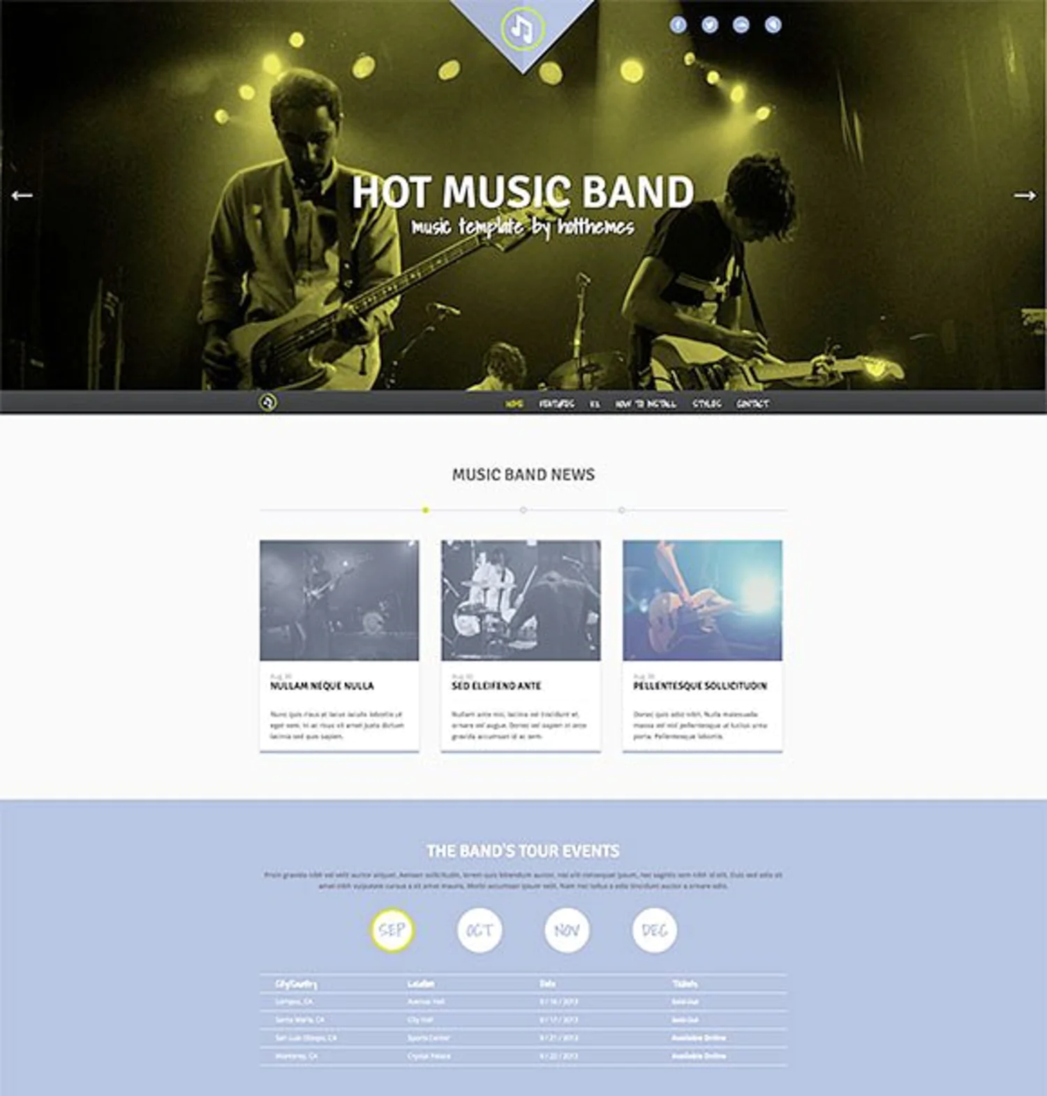 6000 流行音乐电脑网站模版 Hot Music Band