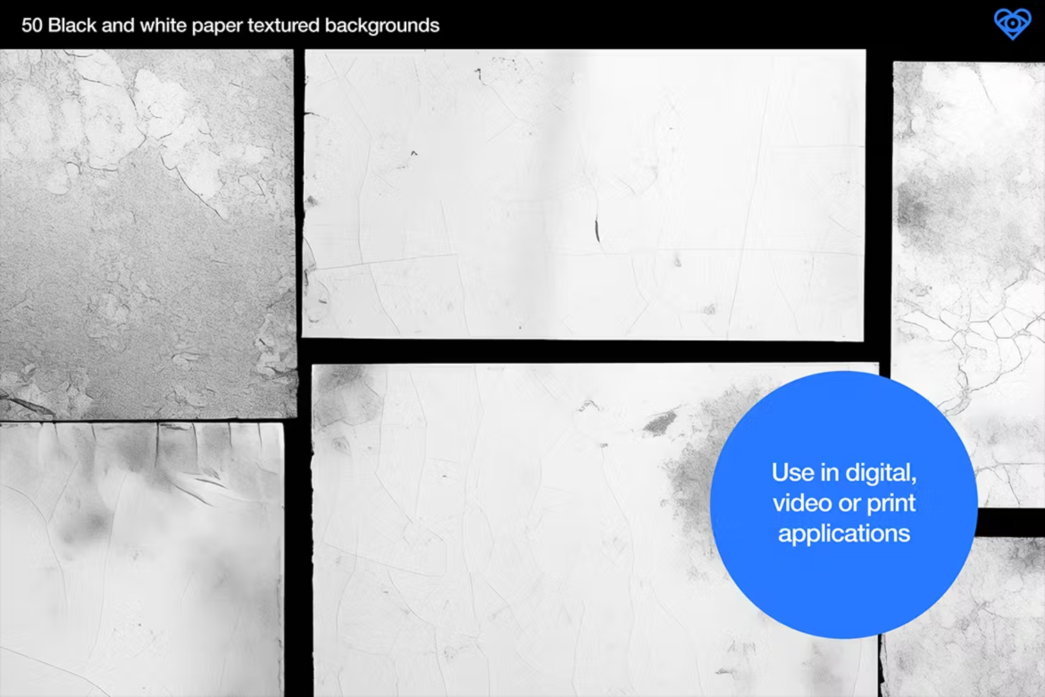 6048 50款黑白纸质PS样机素材设计展示模板-50 Black & White Paper Textures