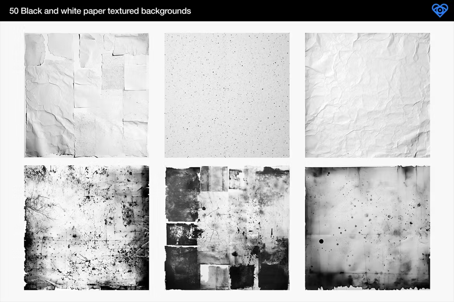 6048 50款黑白纸质PS样机素材设计展示模板-50 Black & White Paper Textures