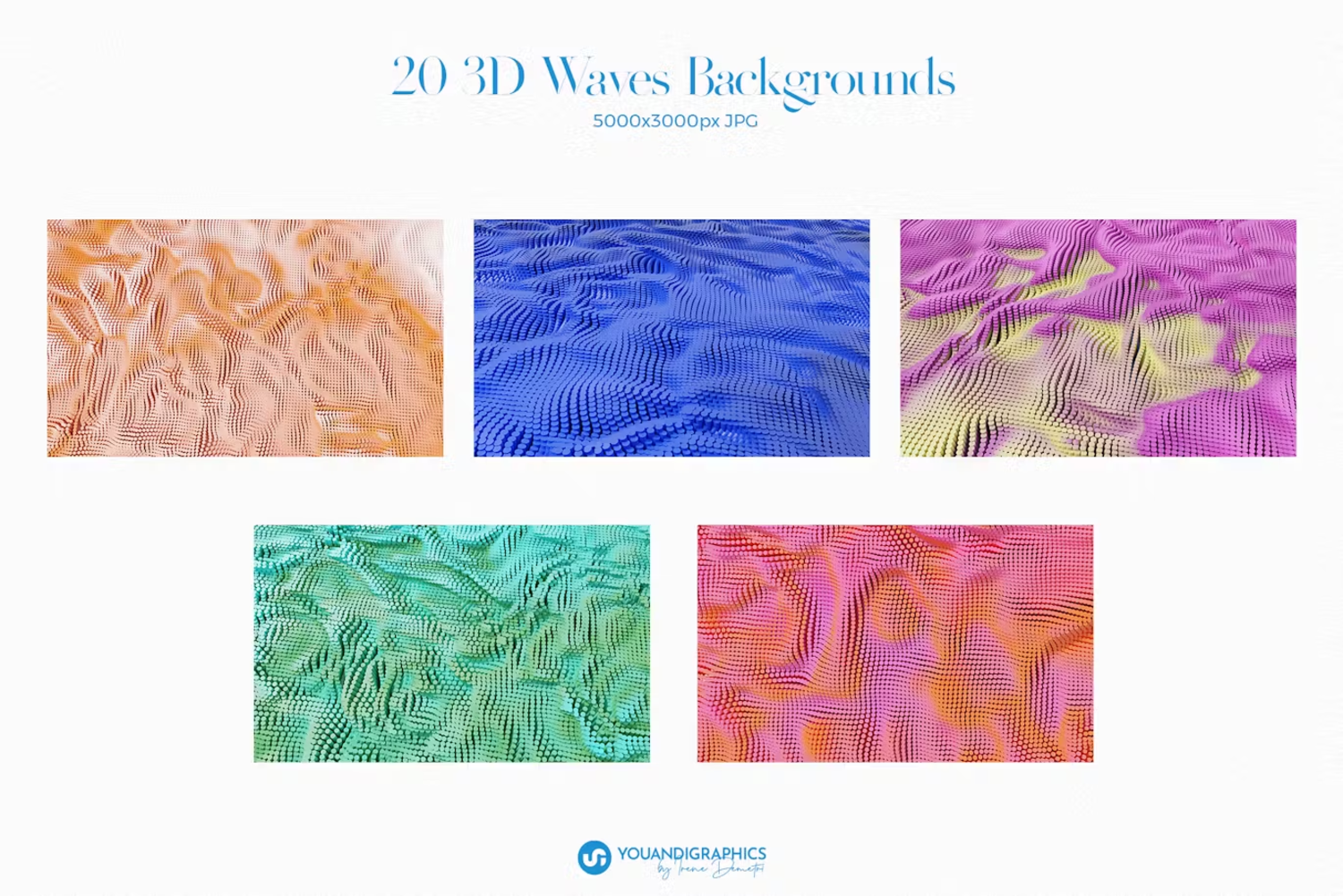 6051 数码艺术3D抽象波浪背景设计素材-Summer Waves Abstract Backgrounds