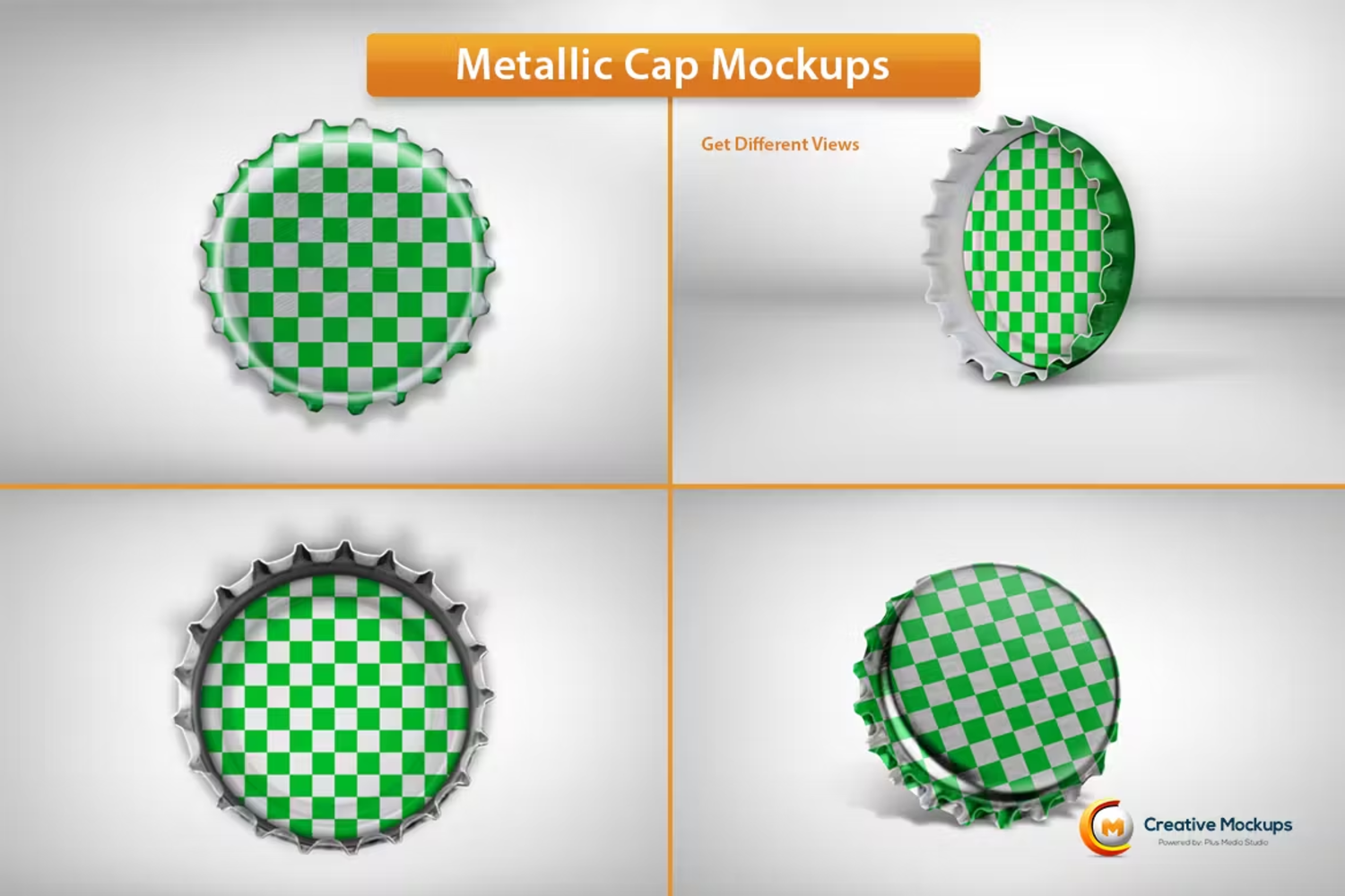 6106 高级创意金属瓶盖PSD样机模板-Metallic Cap Mockups