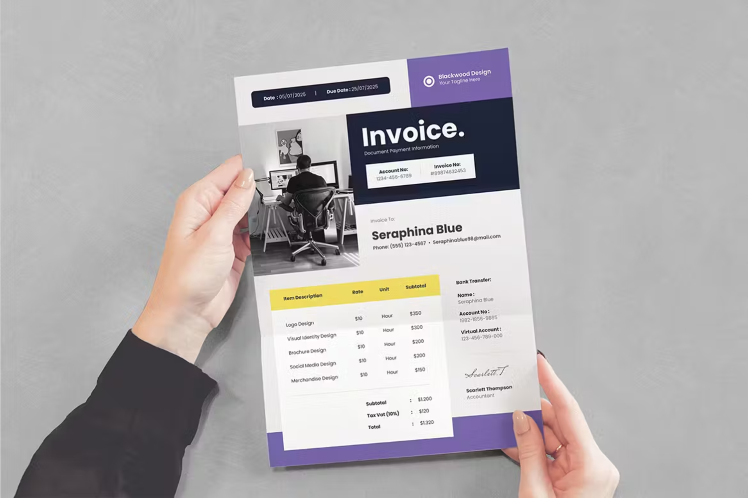 6115 简约高级发票样机模板-Invoice Templates