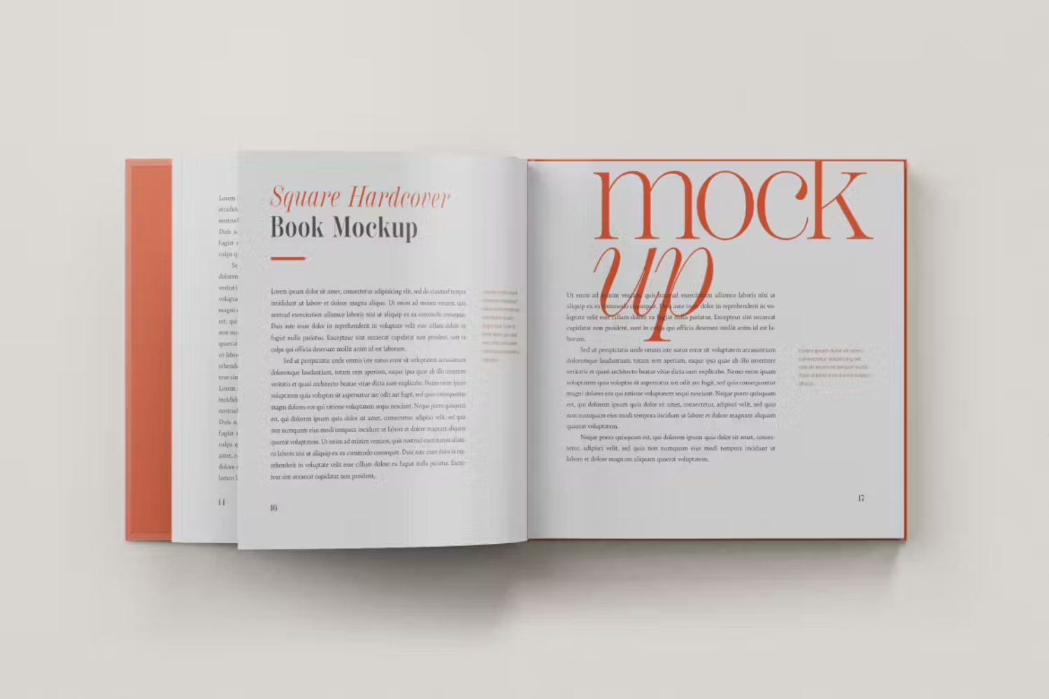 6132 多功能方形硬皮书模型样机-Open Square Hardcover Book Mockup Set